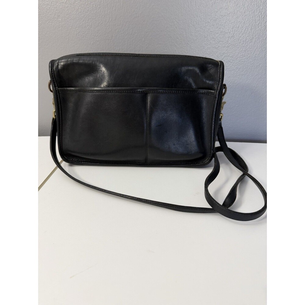 Rare Vtg Coach Black Leather Multi compartment Crossbody Bag 7172 Purse Handbag